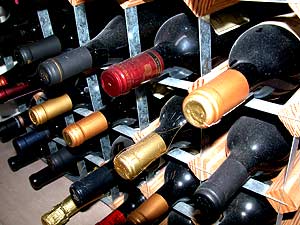 Rack of wine bottles