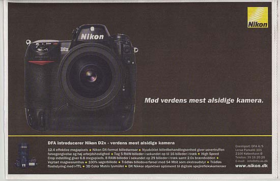 Danish advert for Nikon D2x