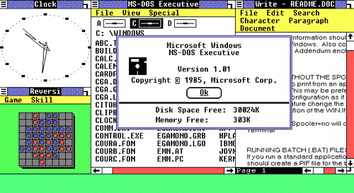 Windows 1.0.1 screenshot (25kb)